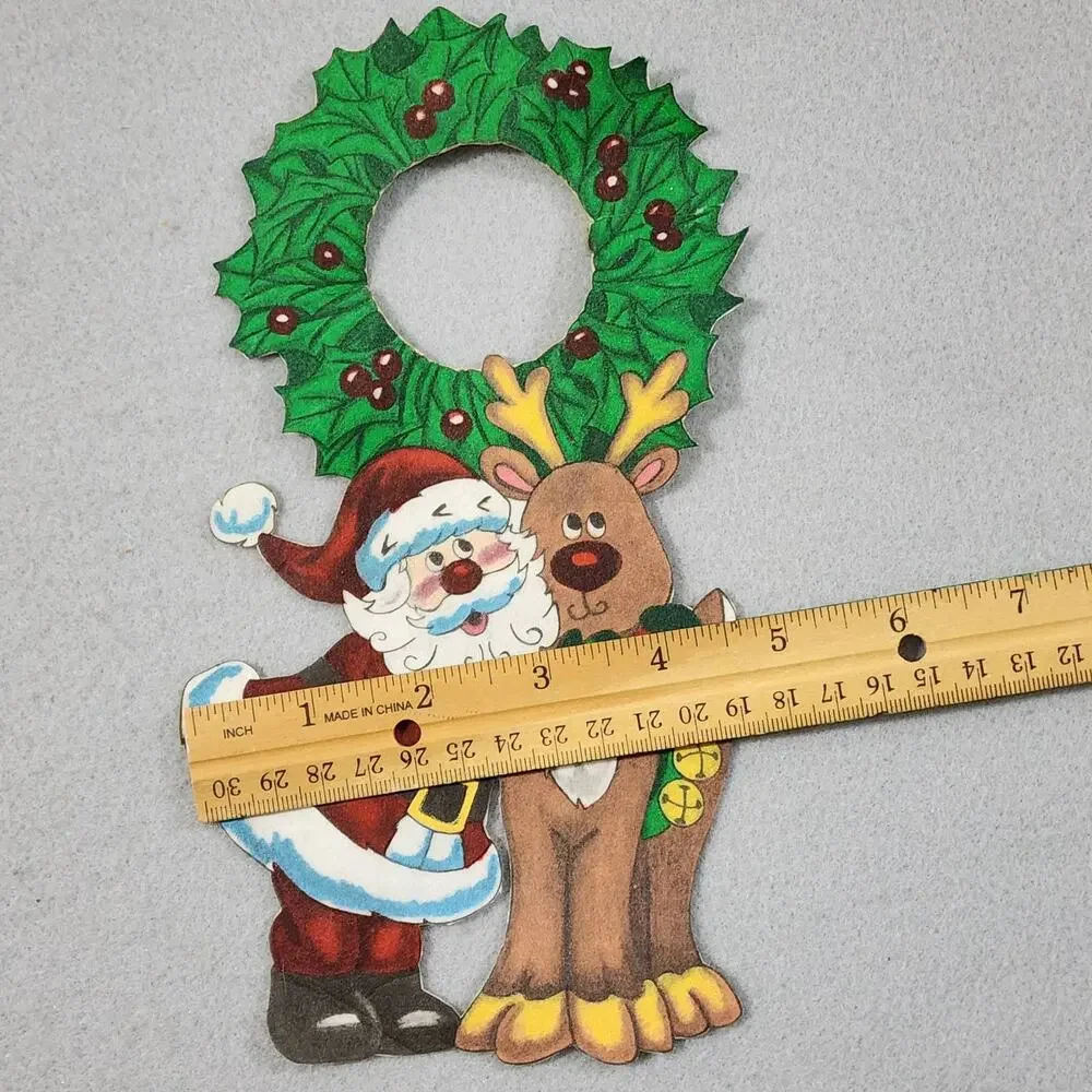 Christmas Patch Appliques Gingerbread Men x2 Santa & Reindeer 3pcs Embellishment